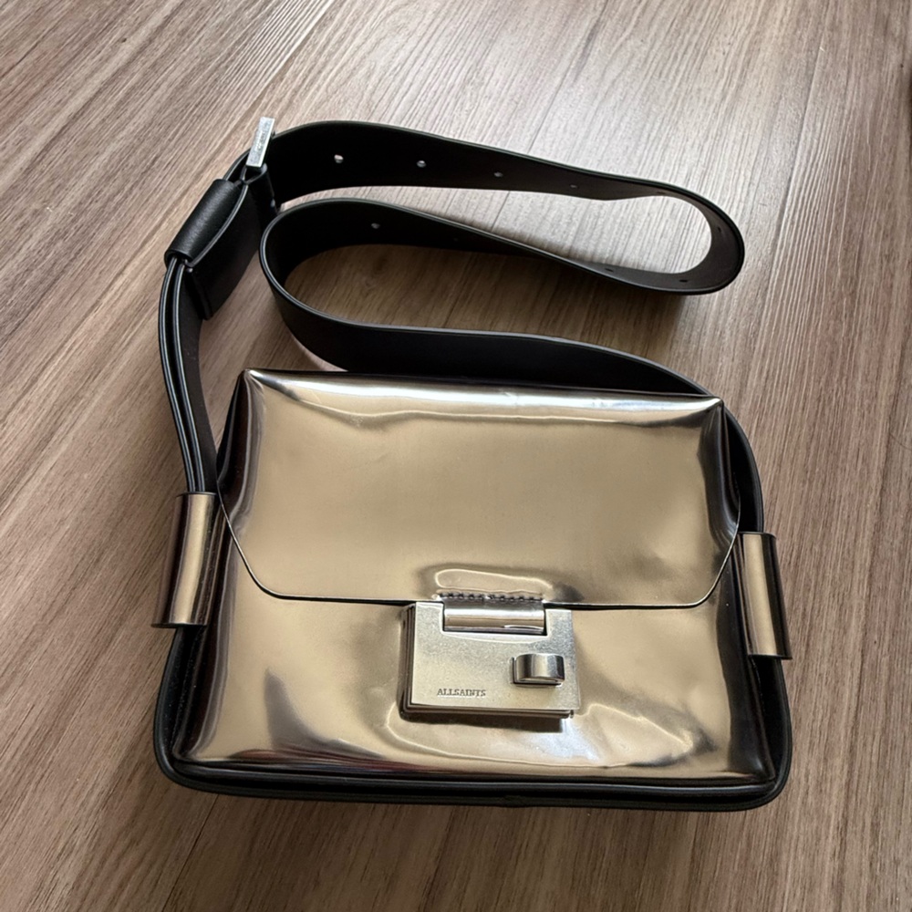 Allsaints silver Frankie leather bag